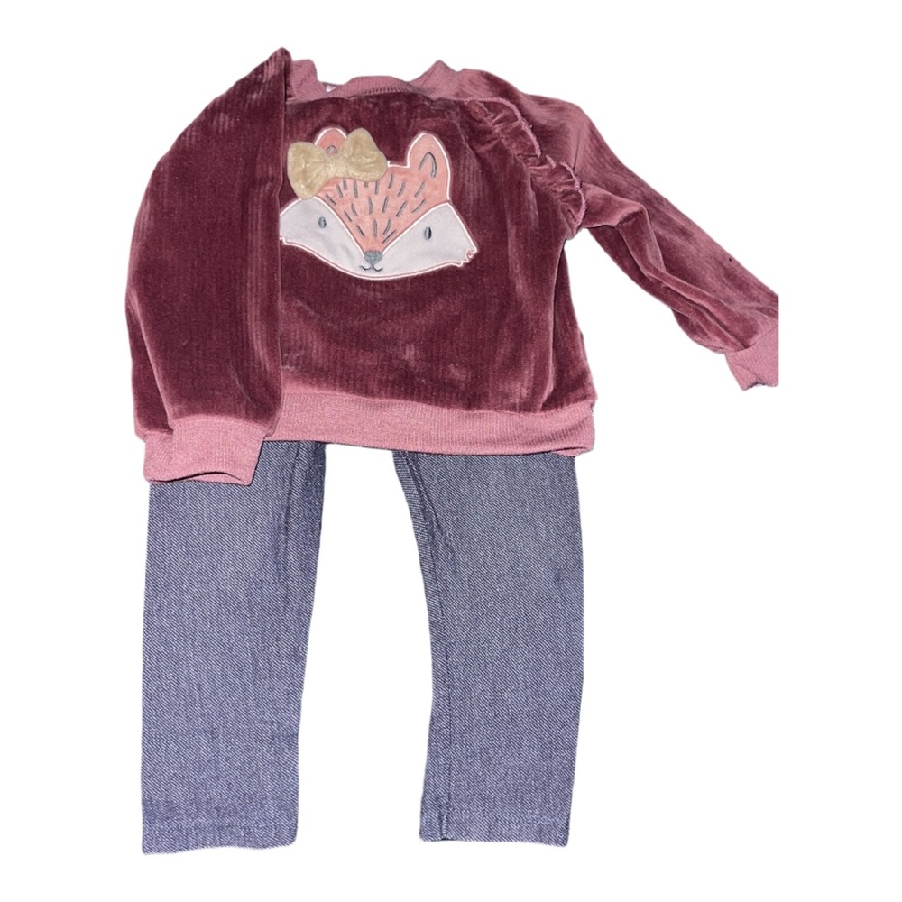 (3/10$)•Girl matching set with jeggings 6-12 months•